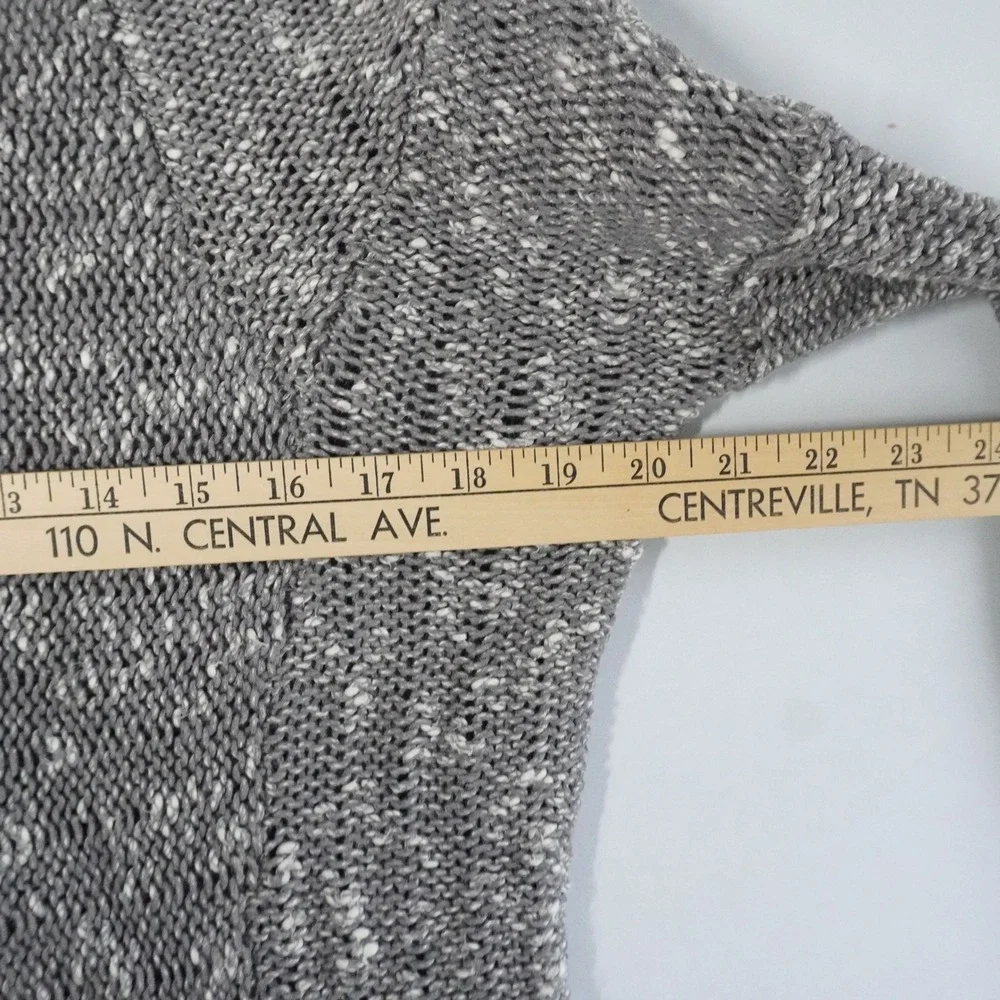 Helmut Lang Grey Marled Cotton Linen V-Neck High-Low Knit Sweater Size P - Picture 9 of 11